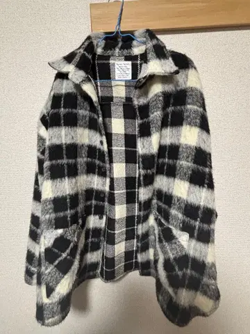 체크 무늬 플리스 자켓