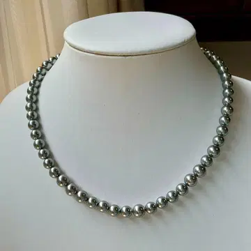 [새상품급] 모조 진주 목걸이 실버 금장 장식 실버색 9