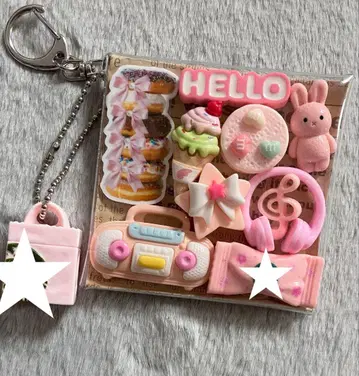 가챠 파우치 [ 핑크 토끼 카페 음악 도넛 ]
