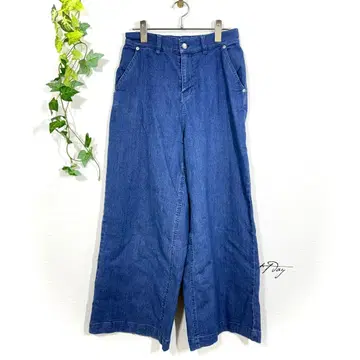 테치치 테라스 데님 와이드 팬츠(F) 블루 루즈핏 심플 무지