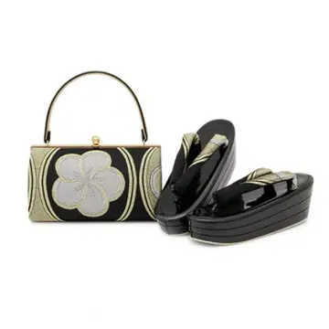 [인기 완판템!] 조리 백 세트 매실 블랙 골드 통굽 후리소데 하카마