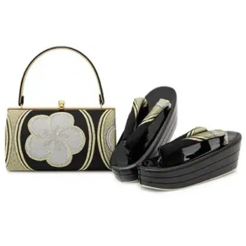 [인기 완판템!] 조리 백 세트 매실 블랙 골드 통굽 후리소데 하카마