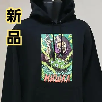 새상품 미사용 MISHKA (미시카) 그래픽 후드티 블랙