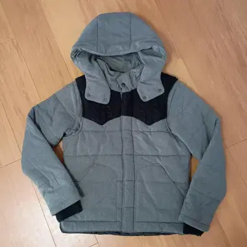 그레이 후드 부착 다운 자켓 세트