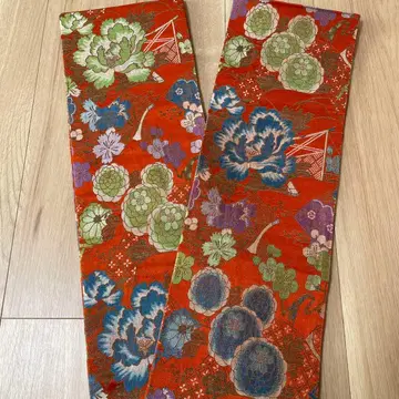 앤티크 반폭 오비 전통 마루 오비 꽃무늬