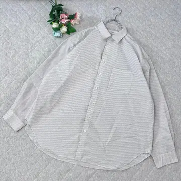 리메일 [ L ] 긴팔 셔츠 스트라이프 패턴 드롭 숄더 오버 사이즈 성인