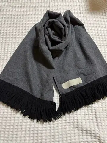 [yohaku] 대형 스톨 머플러 그레이 프린지