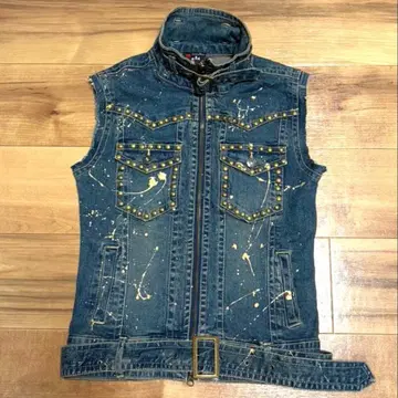 데님 베스트 스터드 펑크 여성용 데님 자켓