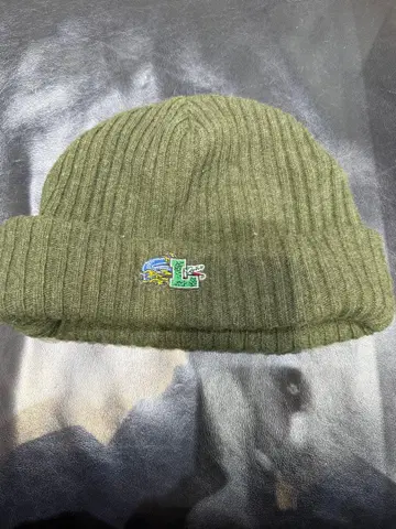초레어 LACOSTE 올리브 그린 니트 모자 프리 사이즈