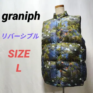 graniph 그라니프 리버서블 다운 베스트 모네 수련 회화 패턴 L