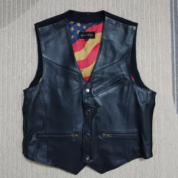 SUPER RIDER 블랙 가죽 베스트 M