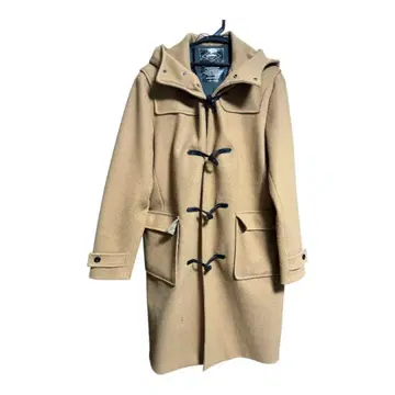 베이지 더플 코트 후드 부착