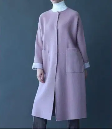 스콧 클럽 계열 Aga+ 더블 페이스 노카라 롱 코트