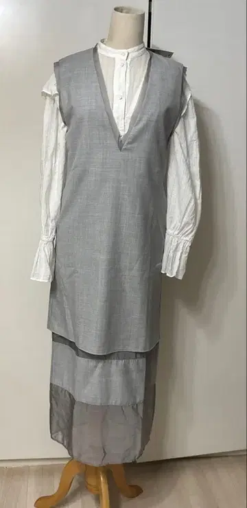 택 포함 새상품 LE CIEL BLEU 시어 콤보 드레스