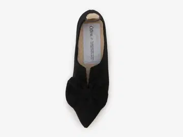 리본 포함 블랙 플랫슈즈 offen