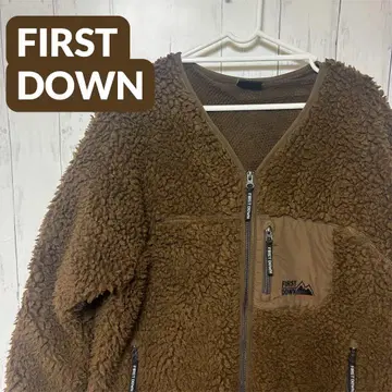 [ 새상품급 ] 퍼스트 다운 보아 플리스 롱 기장 가디건 코트 브라운