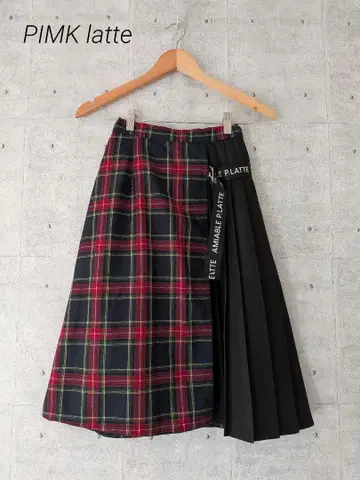 PIMK latte 핑크라떼 리본 포함 랩 스타일 스커트 비대칭