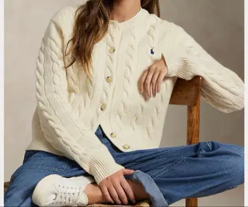 [ 미사용 새상품 ] 폴로 랄프로렌 케이블 니트 울 캐시미어 가디건