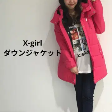 엑스걸 충전솜 다운 자켓 S 핑크 빨간색 Y2K