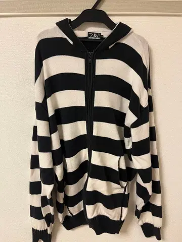 HYSTERIC GLAMOUR 보더 니트 집업 후드티