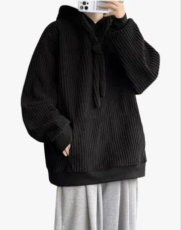 리브 후드 부착 후드티 블랙 L-4XL