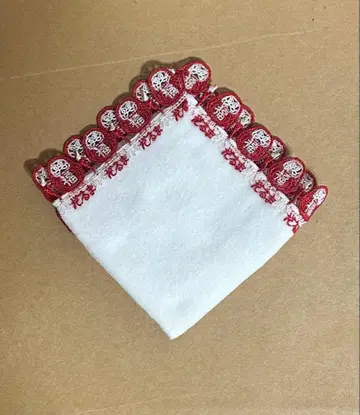 미사용 새상품 긴자와 레이스 달마 홍백 타월 손수건
