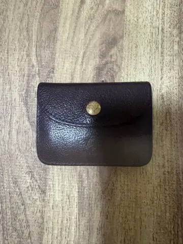 가죽 3단 폴더형 지갑 다크 브라운