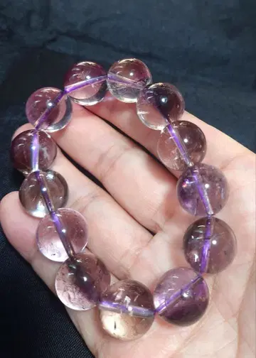 고품질 스모키 자수정 팬텀 쿼츠 팔찌 15mm