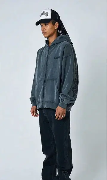 supplier Studs Cross Patch Zip Hoodie