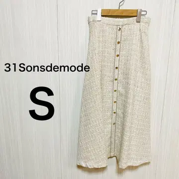 미사용 새상품 31 Sonsdemode 화이트 트위드 라메 스커트 S
