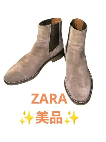 자라 ZARA 사이드 고어 부츠 스웨이드 베이지