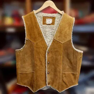 Seer Brand 브라운 멕시코제 스웨이드 가죽 보아 안감 베스트 L