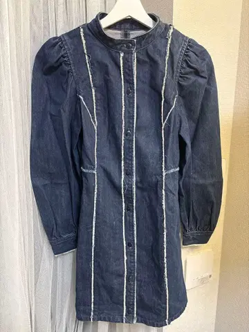 MOUSSY 다크 데님 무릎 기장 원피스