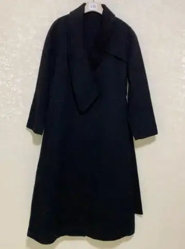 블랙 롱 코트 허리 벨트 포함