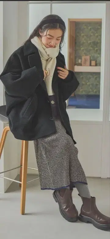 최종 판매! niko and - 라이트 모사 돌먼 자켓 코트 블랙