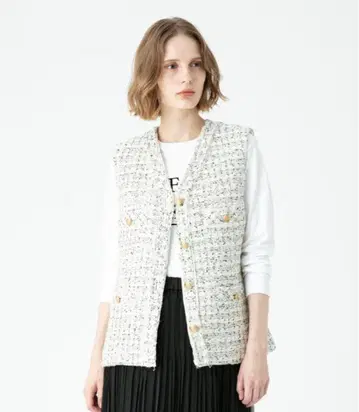 알아바일 FRALPI 트위드 베스트 화이트 루루윌비