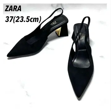 [ 새상품급 ] ZARA 펌프스 스틸레토 스트랩 스웨이드 37 블랙