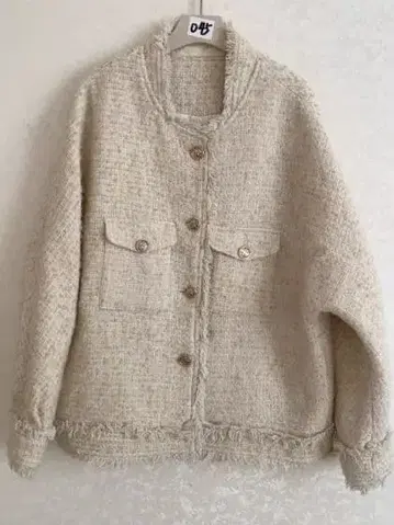 베이지 트위드풍 자켓