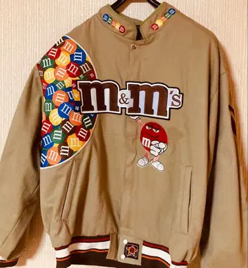 m&m's 바시티 자켓 베이지 컬러풀 자수