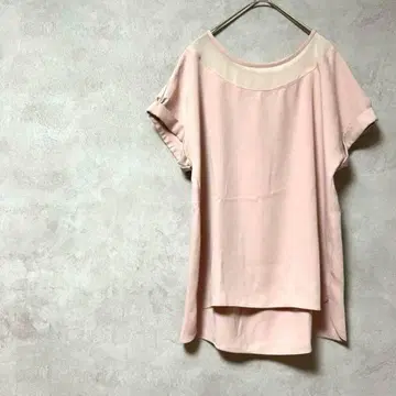 두클라쎄 티셔츠 프렌치 슬리브 시스루 더스티 핑크 T셔츠