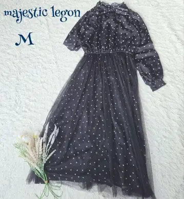 [ 마제스틱 레곤 ] 보타이 리본 도트 무늬 튤 원피스 M