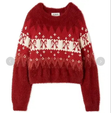 LILY BROWN L.B CANDY STOCK 리본 비쥬 니트 빨간색