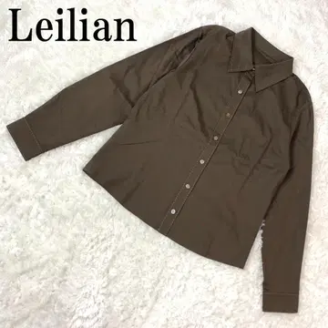 Leilian 레리안 스티치 긴팔 버튼 셔츠 브라운 9 B6467