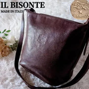 주름 가죽 IL BISONTE 버킷 숄더백 각인 로고