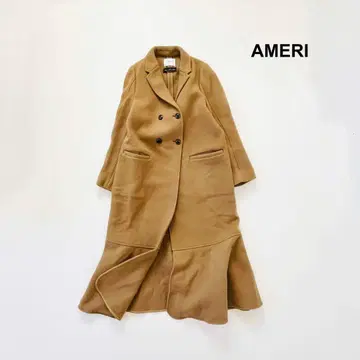 AMERI 더블 브레스트 롱 코트 카멜