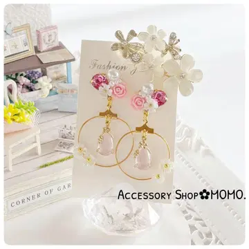 반짝반짝 A급 유리 스톤 꽃 :*비쥬 핸드메이드 귀걸이