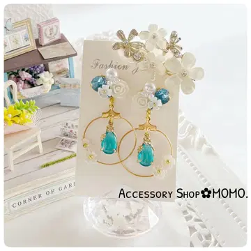 반짝이는 A급 유리 스톤 꽃 :*비쥬 핸드메이드 귀걸이