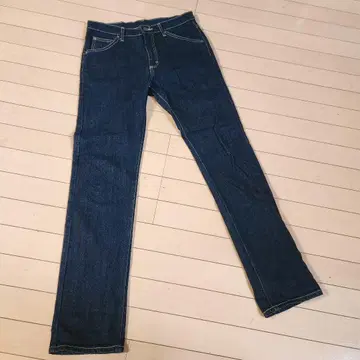 리 스트레이트 데님 청바지 소가죽