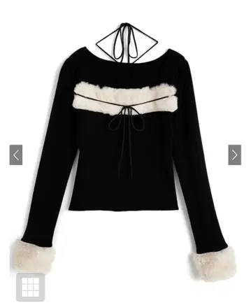 grl 퍼 홀터넥 리본 니트탑[ru1387]