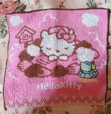 지역 한정 키티 니가타현 에치고유자와 온천 키티 핑크 손수건 미사용